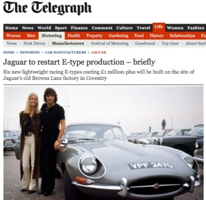 Telegraph article Jaguar E-Type